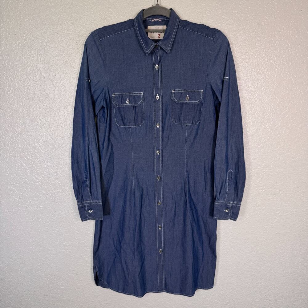 Hartford Dress Womens 2 Chambray Shirtdress Button Front Capsule Staple Western